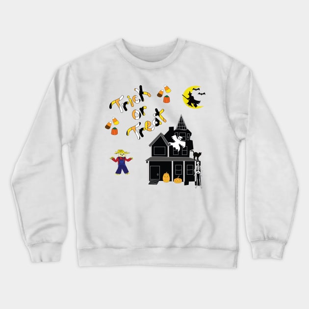 Spooky Halloween Design, Trick or Treat Crewneck Sweatshirt by sandyo2ly